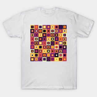 Abstract Square Geometric | Pop Fashion Modern Fusion Regular Black Red Yellow T-Shirt